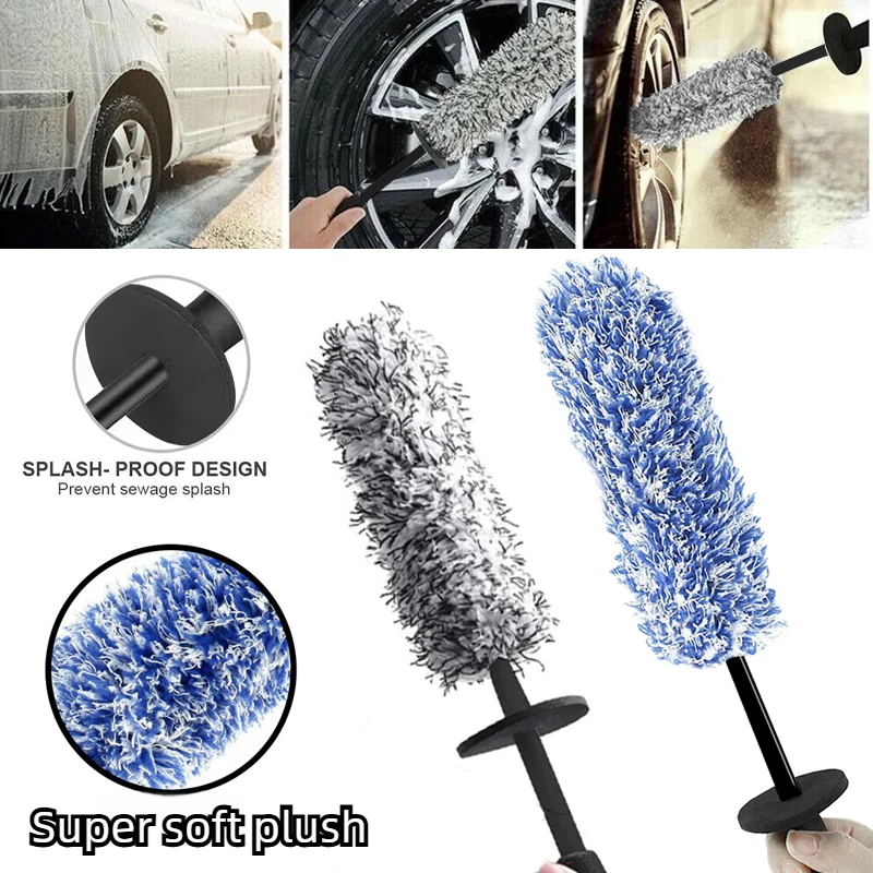 Ultra-fine fiber car wash brush wheel rim cleaning anti slip spokes wheel cylinder car details dust removal tool accessories