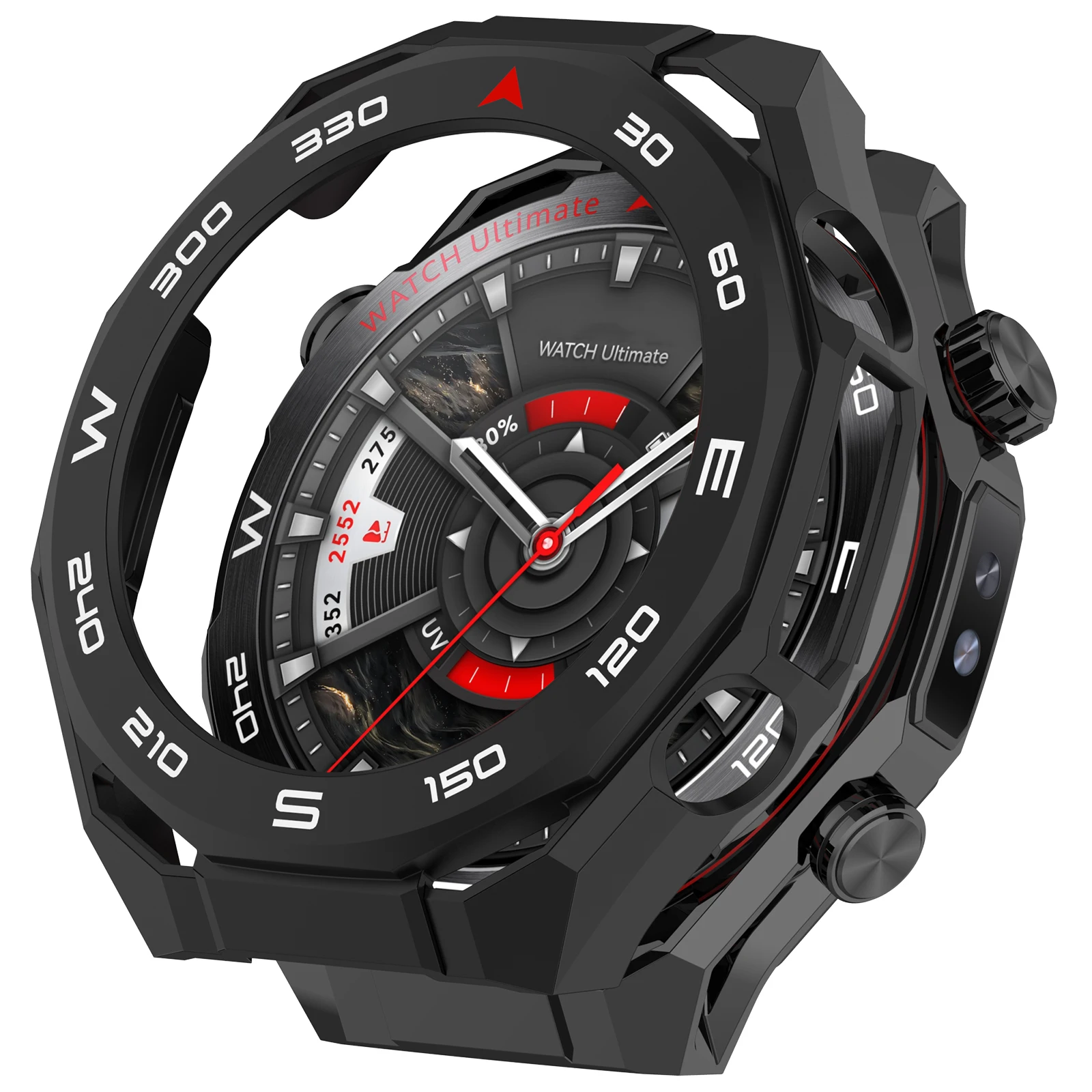 

For Huawei Watch Ultimate 2 Watch Case with Scale Hollow Design Hard PC Protective Cover - Black