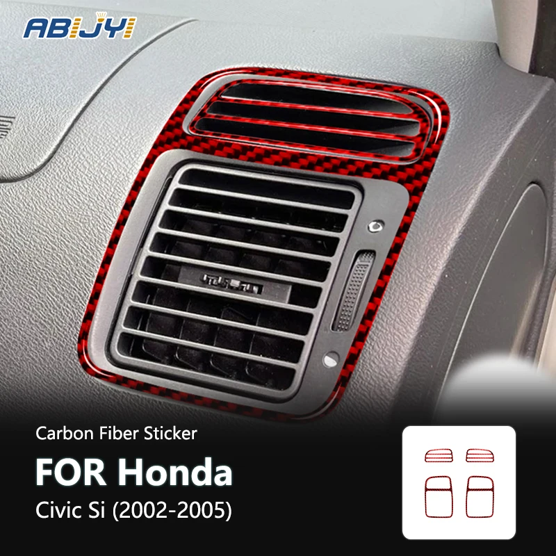 

For Honda Civic Si 2002-2005 Accessories Carbon Fiber Style Interior Car Air Outlet Panel Trim Cover Trim Sticker Decoration