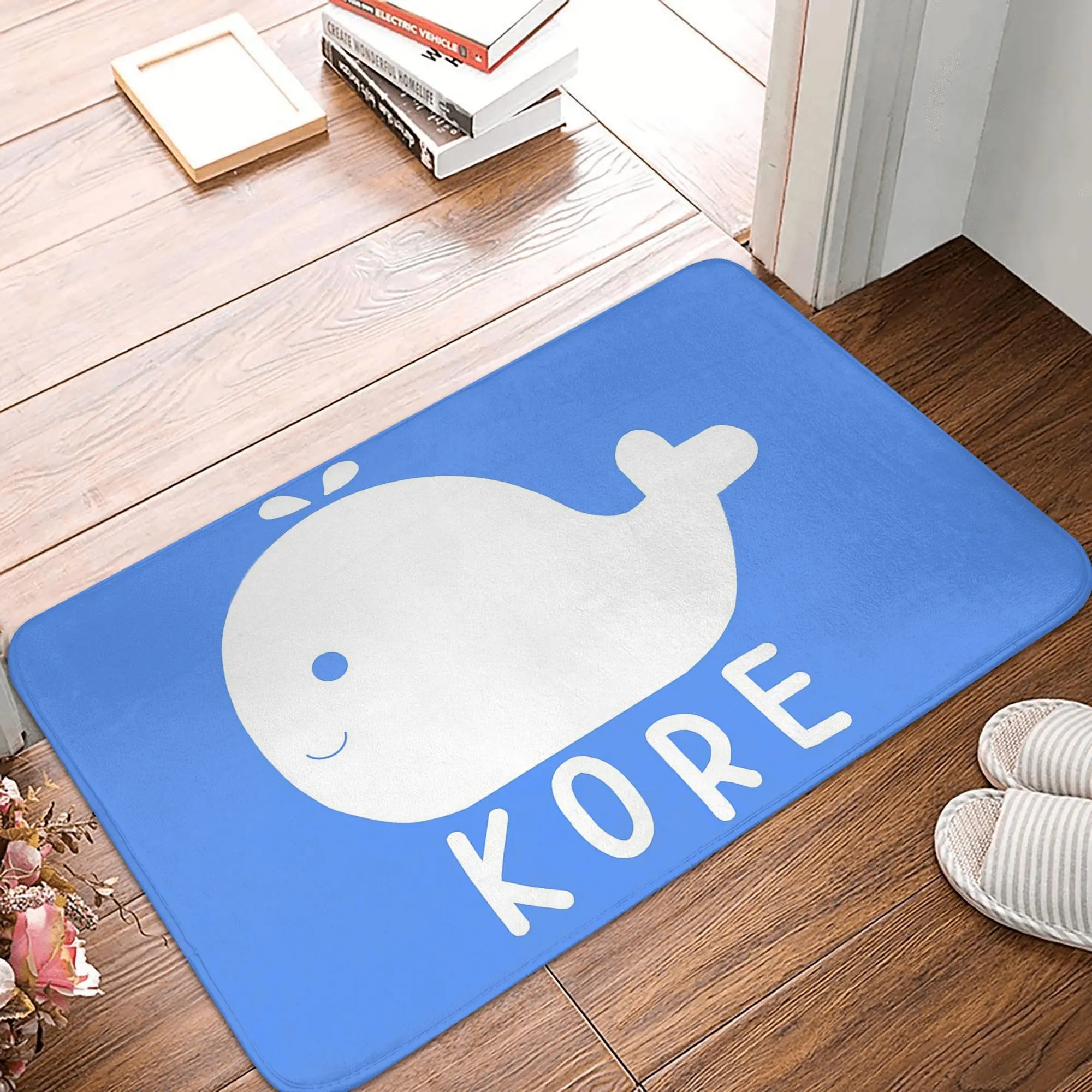 

White Kore Whale Non-slip Doormat Floor Mat Durable Carpet Rug for Kitchen Entrance Home Living room Footpad Mats