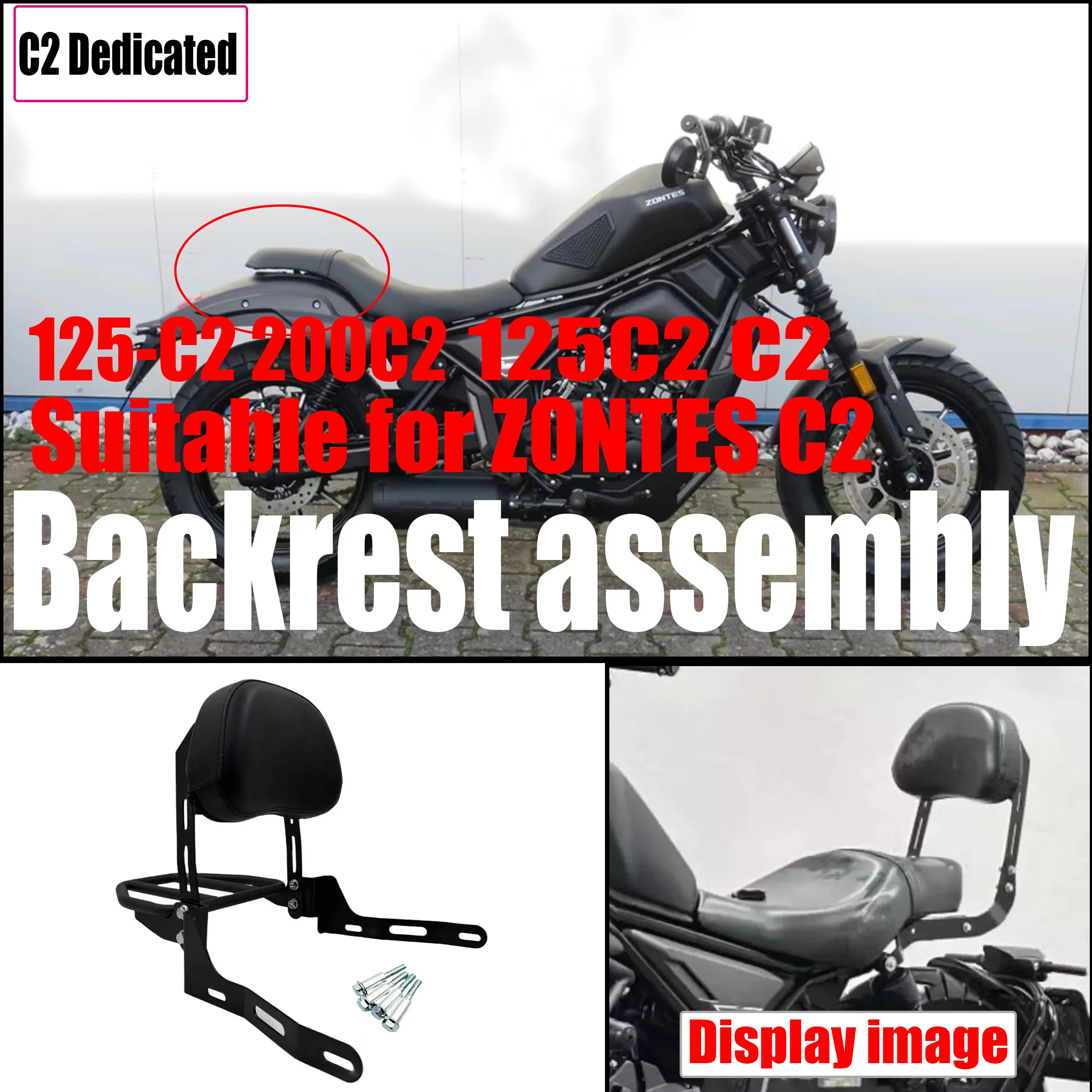 

For ZONTES C2 125-C2 200C2 125C2 Motorcycles Passenger Rear Detachable Backrest Sissy Bar With Luggage Rack
