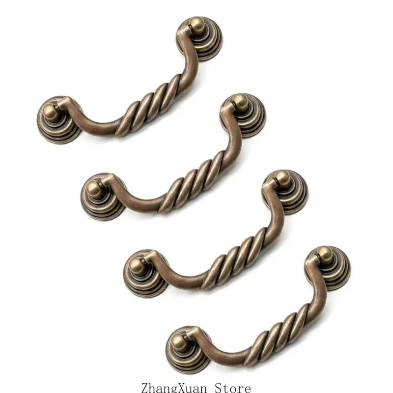 Schrankgriffe Seilstil, bronzefarbene Metall-Schubladengriffe, 4er-Pack mit runden Rückplatten, Befestigungsschrauben und – Detail 8
