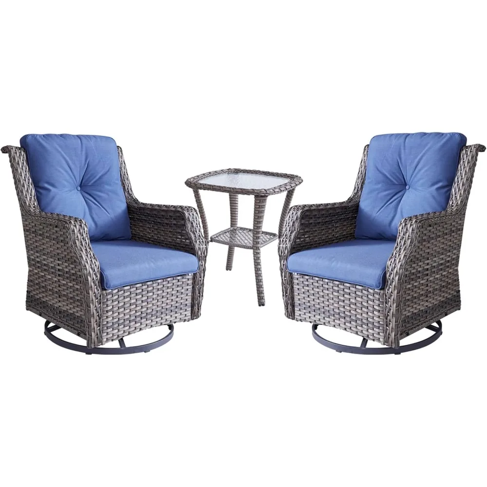 

Beach Chairs, Outdoor Swivel Rocker Patio Chairs Set, Wicker Rattan Glider Rocking Chairs Cushioned Seats, Beach Chairs