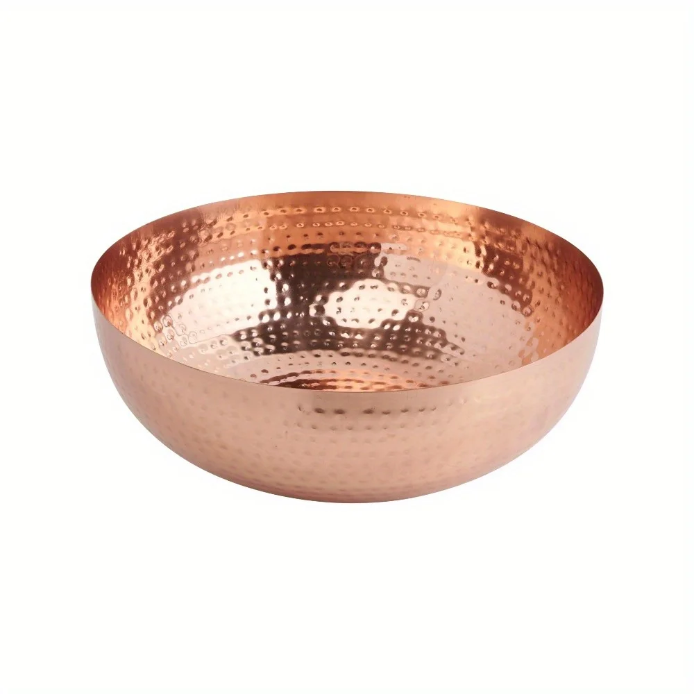 

Round Hammered Metal Bowl with Copper Finish-Hammered Texture, Copper-Tone Finish, Adds Elegance To Tablescapes, Ideal for Fruit