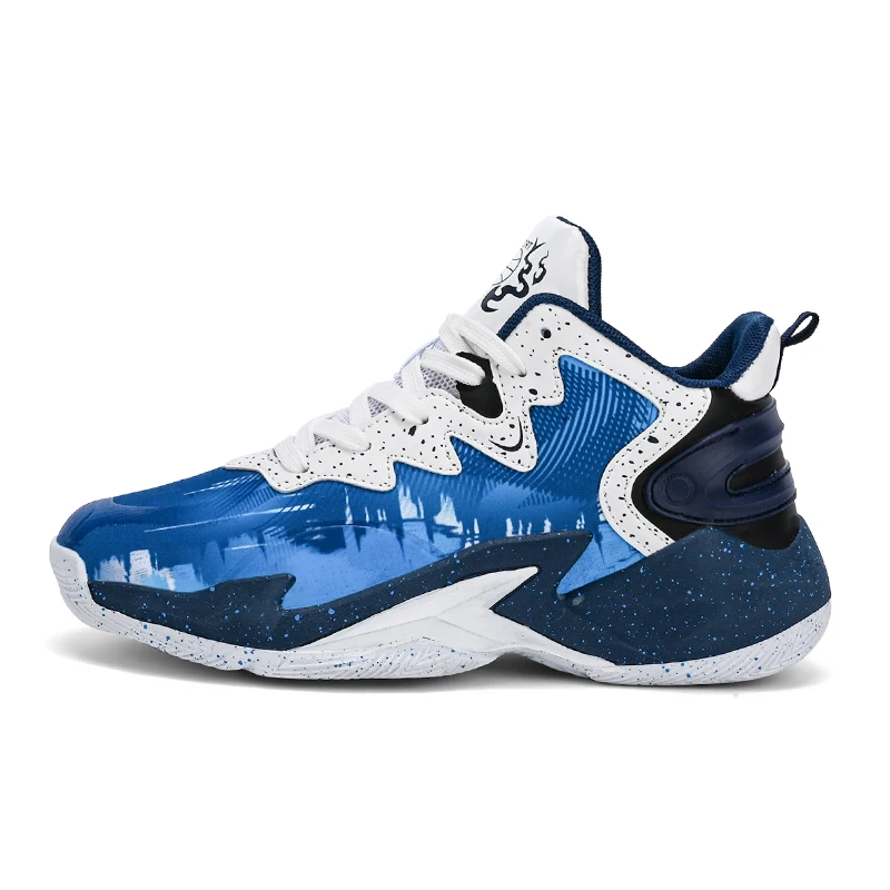 Swivel Buckle Children Sports Shoes High Top Kids Basketball Shoes Non-slip Boys Sneakers Casual Breathable Running Trainers