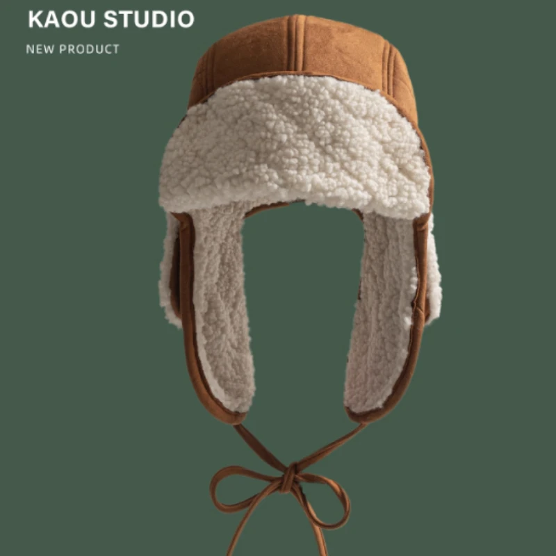 جديد الشتاء الجلد المدبوغ منقوشة أفخم لي فنغ قبعة للرجال والنساء في الهواء الطلق سميكة ركوب حماية الأذن للحفاظ على دفئا منفذها القبعات #5