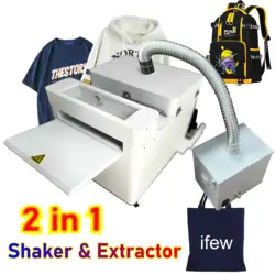 DTF Powder Shaker Device Kit Machine With Smoke Fume Extractor For A3 A4 Digital Inkjet Printer T Shirt Heat Transfer Pet Film