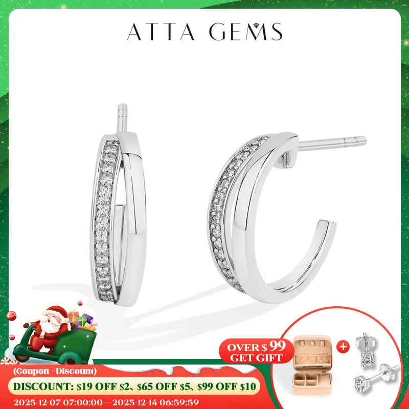 

ATTAGEM New Classic Moissanite Earrings Women 925 Sterling Silver Earring Luxury High Quality Pass Diamond Test ForParty Jewelry