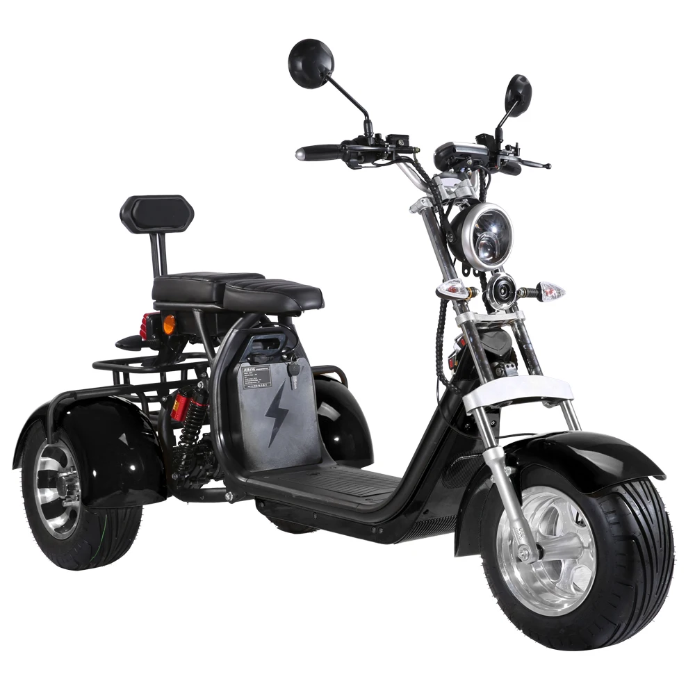 Europe registrable road legal three wheels big tire adult tricycle citycoco with 40Ah battery