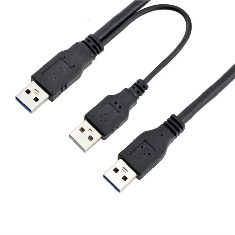 Super Speed USB 3.0 Power Y Cable Two A Male to USB Male for External Hard Disk 0.6M