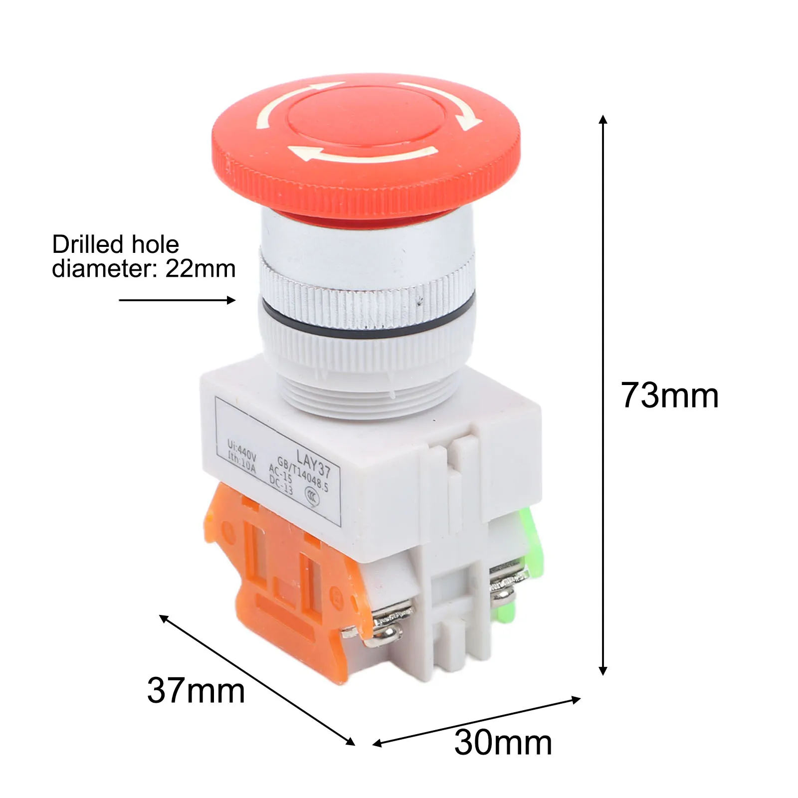 Red Mushroom Cap Exigent Stop Switch Metal And Plastic Self-locking Type Self Locking Push Button Max Depth 2.8 Inches - view 4