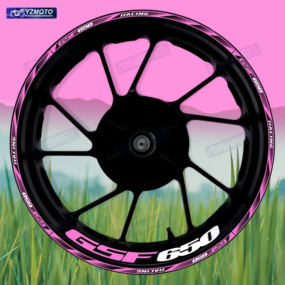 For GSF650 GSF 650 Motorcycle 17 Inch Front Rear Wheel Sticker Decal Reflective Waterproof Decorative Hub Stripe Rim Stickers