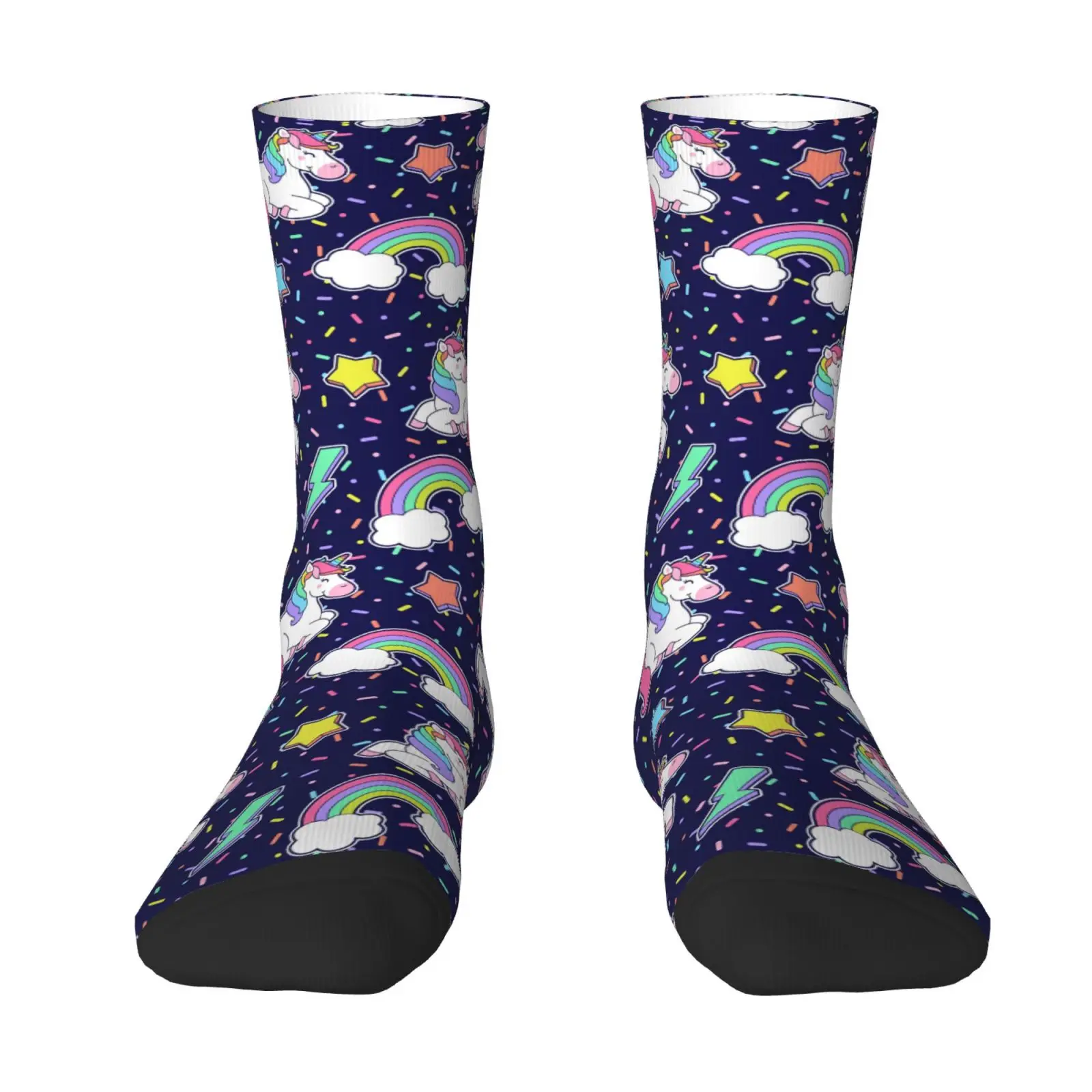 

Rainbow Unicorn Series Pattern Novelty Crew Socks Comfy Breathable Casual Soft Warm Socks Ideal Gifts for Friends All Season