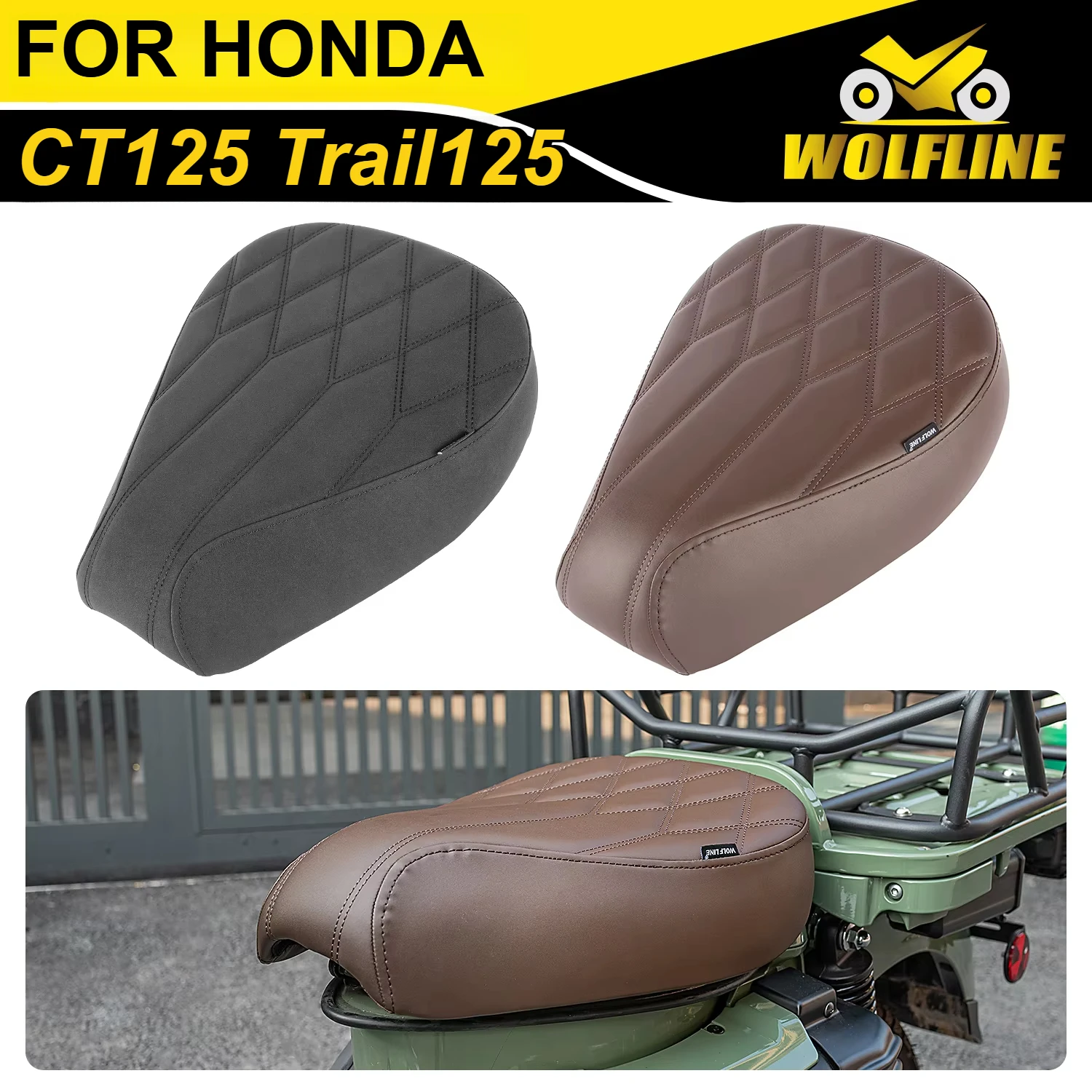 

WOLFLINE Solo Seat Cushion Front Saddle Pad for Honda Huntercub CT125 Trail125 2020-2025 2021 2022 2023 2024