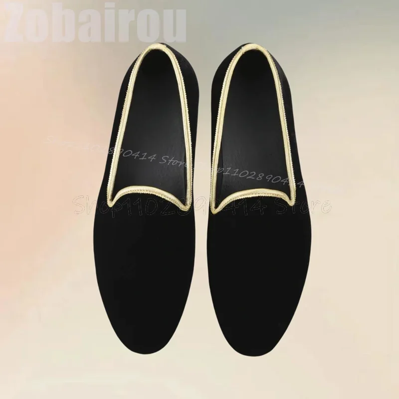 

Black Gold Suede Round Toe Penny Loafers Fashion Slip On Men Shoes Luxury Handmade Party Feast Banquet Dating Men Casual Shoes