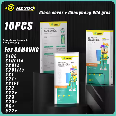 10pcs HZYOO Screen Outer Glass Panel For Samsung S21+ S21FE S22 S22+ S23 S23+ N6+ Front LCD Touch Panel With OCA