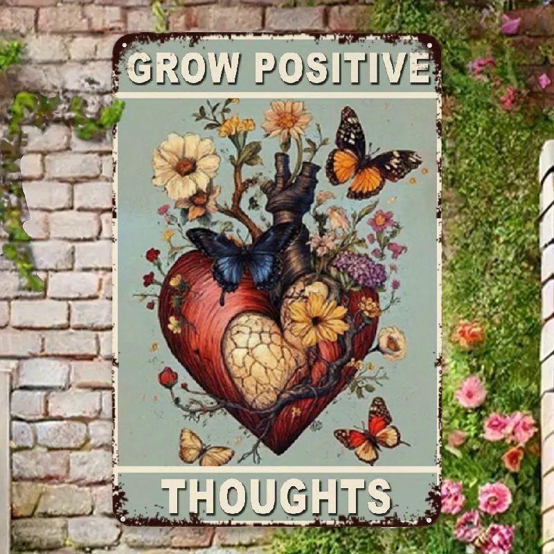 Letrero Metálico con Frases Inspiradoras, Letrero Motivacional con Mensaje de Pensamientos Positivos para el Hogar, Aula, Oficina en Casa, Bar, Cafetería