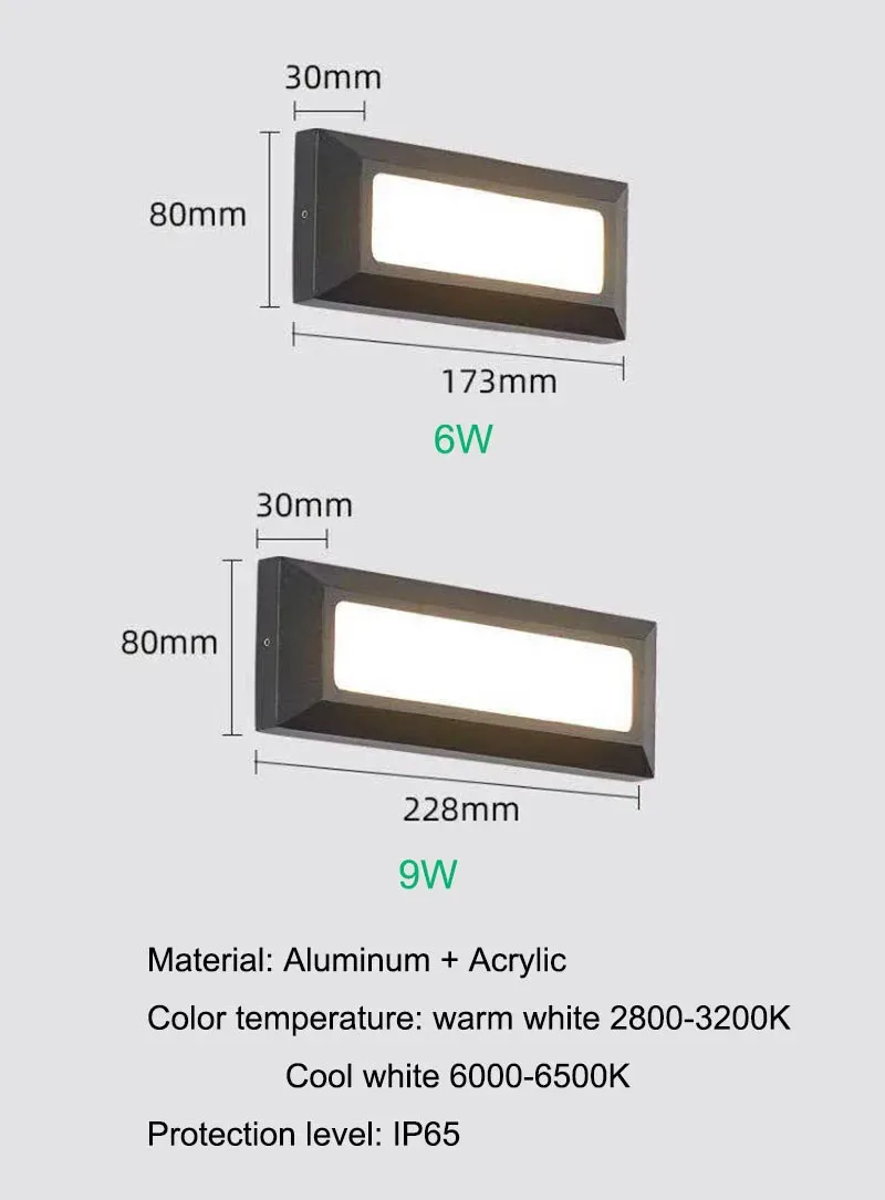 Surface Mount LED Outdoor Waterproof Garden Stair Step Light 6W 9W Corner Porch Balcony Indoor Wall Lamp DC12V AC220V