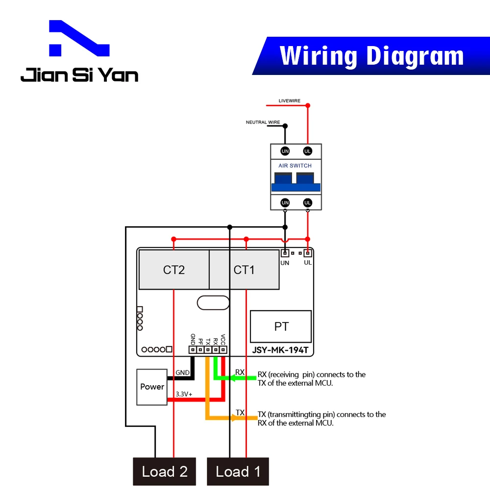 Jsy-1相2チャンネルmodbus ttl電圧電流センサー、ソーラールーター用エネルギー測定、mk 194t