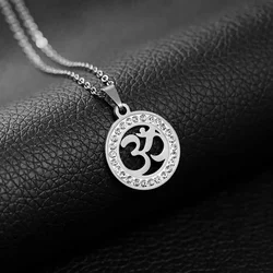 Stainless Steel Yoga Om Symbol Necklace Women/Men Silver Color Religion Buddhism Sign Pendants Jewelry Cadenas Mujer