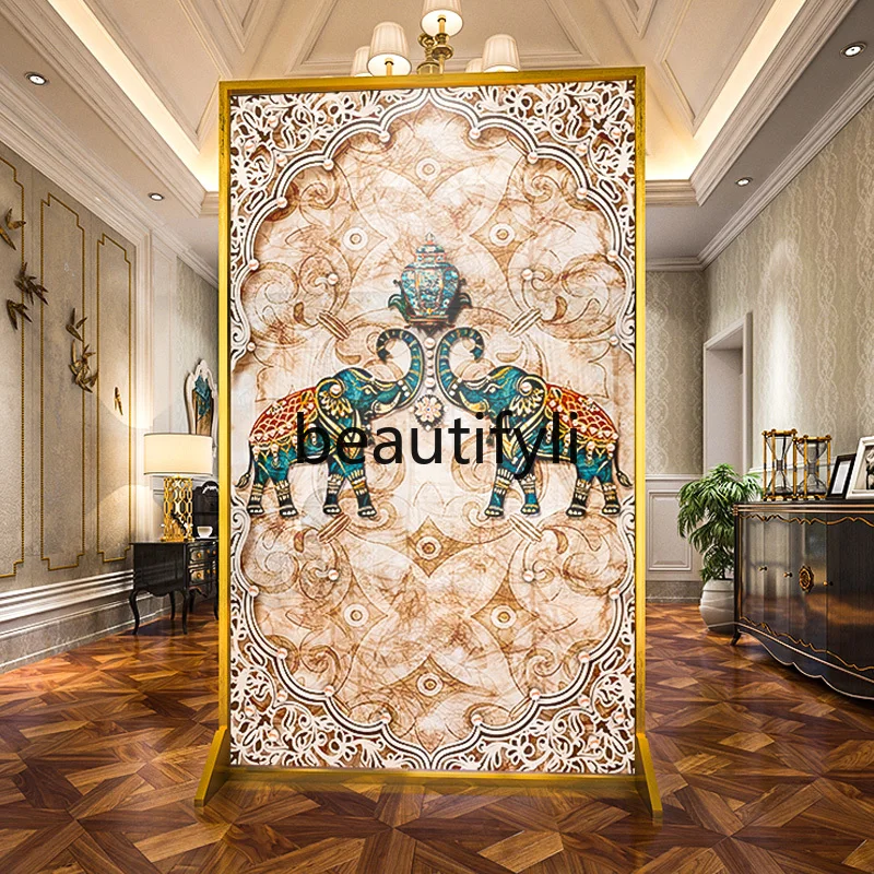 

Nordic light luxury mobile screen partition living room entrance entrance aluminum alloy is a wealth seat screen
