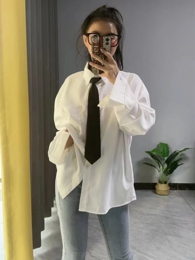 Wholesale White Shirts Spring Autumn Women Blouse Loose Female Top Loose BF Korean Blusas Oversized Blouses Y2K Lq_song LQ11