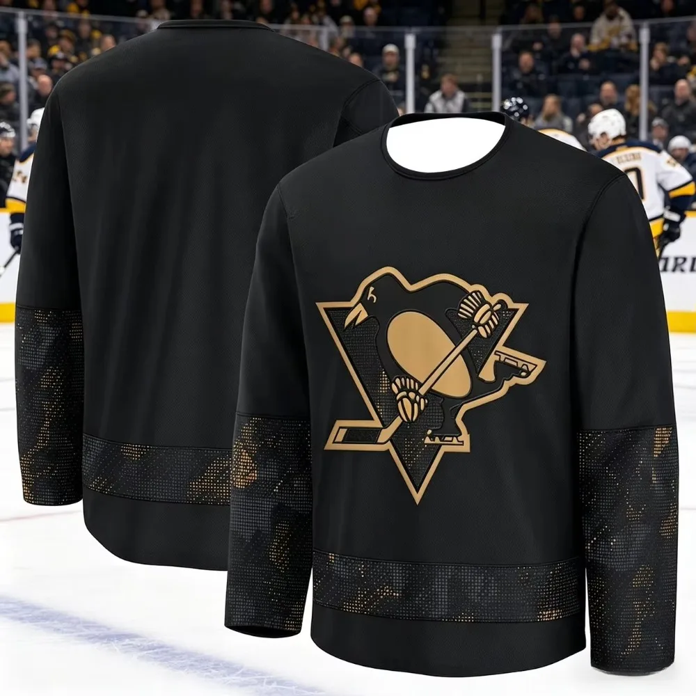 Men's Ice Hockey Training Sui -Penguin Team  Breathable Moisture-Wicking Black Long- Children's and Parental Clothing3D Printed