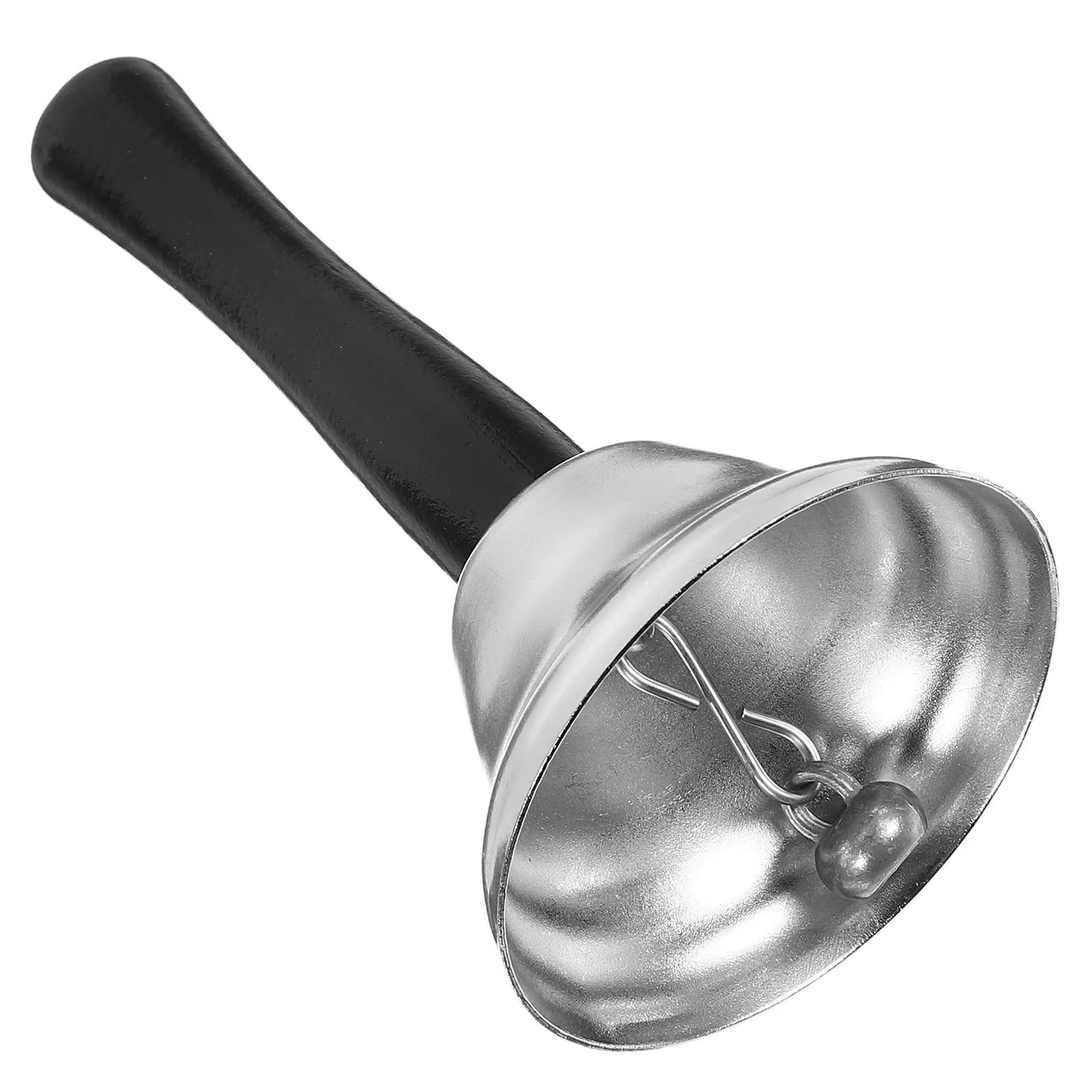 جرس يدوي لعيد الميلاد معدني ذهبي مصقول من الحديد مقبض خشبي خفيف الوزن قوي للمنزل والمدرسة والفندق وديكور الحفلات سانتا للأطفال #3