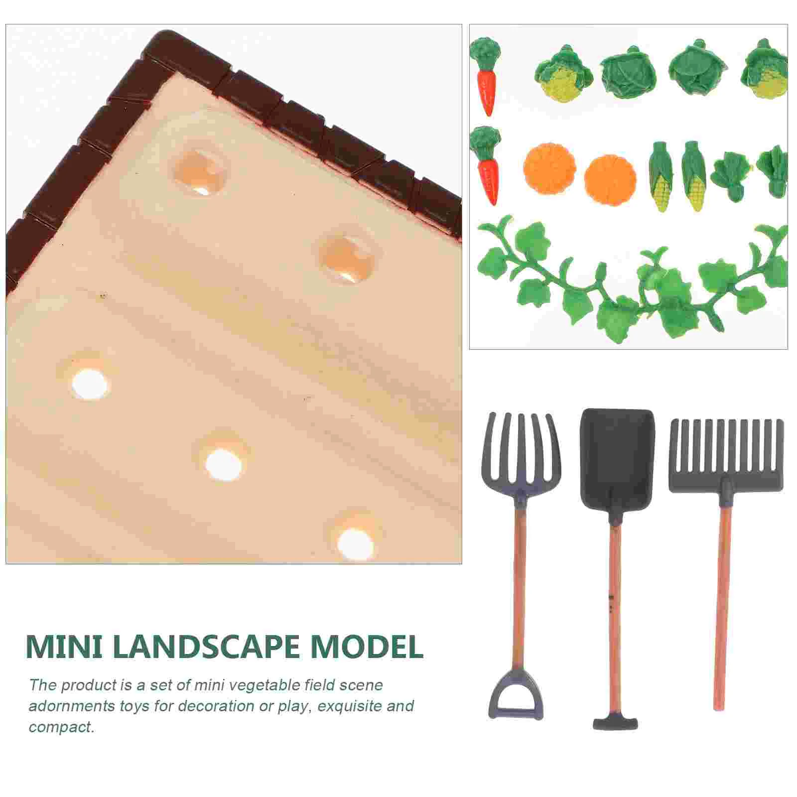 Mini Rake Vegetables Small Field Landscape Model Scene Farm Tool Statue Resin Micro