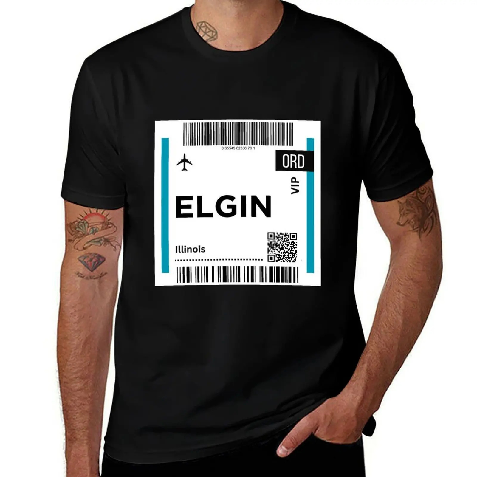 

Elgin, Illinois Airplane Boarding Pass T-Shirt Luxury man custom t-shirts summer 2025 mens graphic t-shirts hip hop