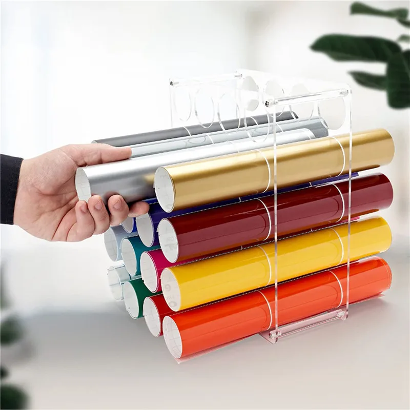 

15/20/25-Hole Vinyl Roll Holder Acrylic Vinyl Storage Rack Balanced Vinyl Storage Organizer Rack Detachable Paper Organiser