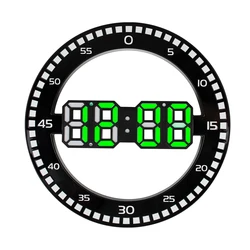 Silent LED Wall Clock for Living Room Home Decoration Alarm with Calendar 3D Digital Circular Luminous