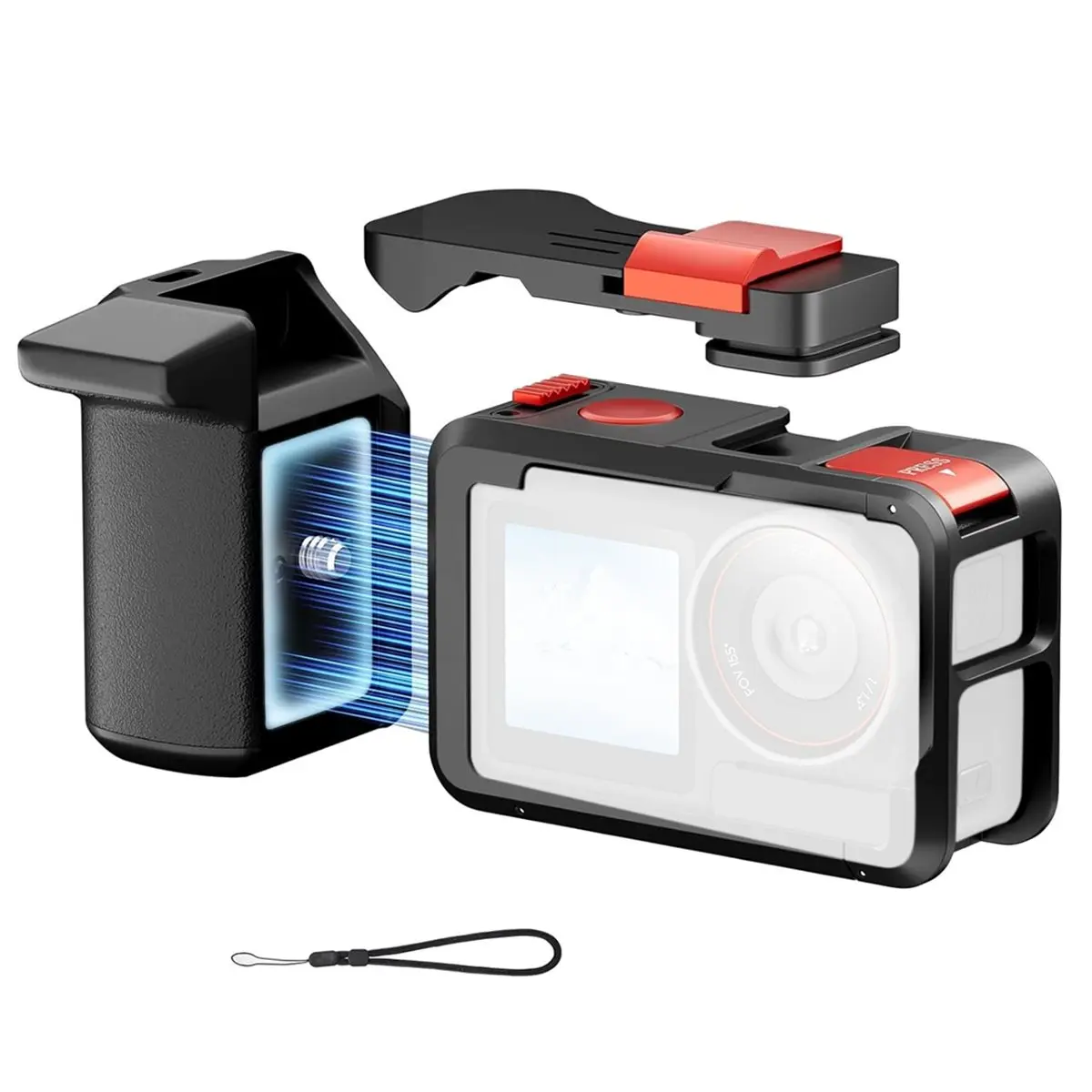 （2026 SUMMER）Protective Cage with Handle Grip Kit for Action 5 Pro/4/3 Aluminum Protective Frame Quick Release with Cold Shoe