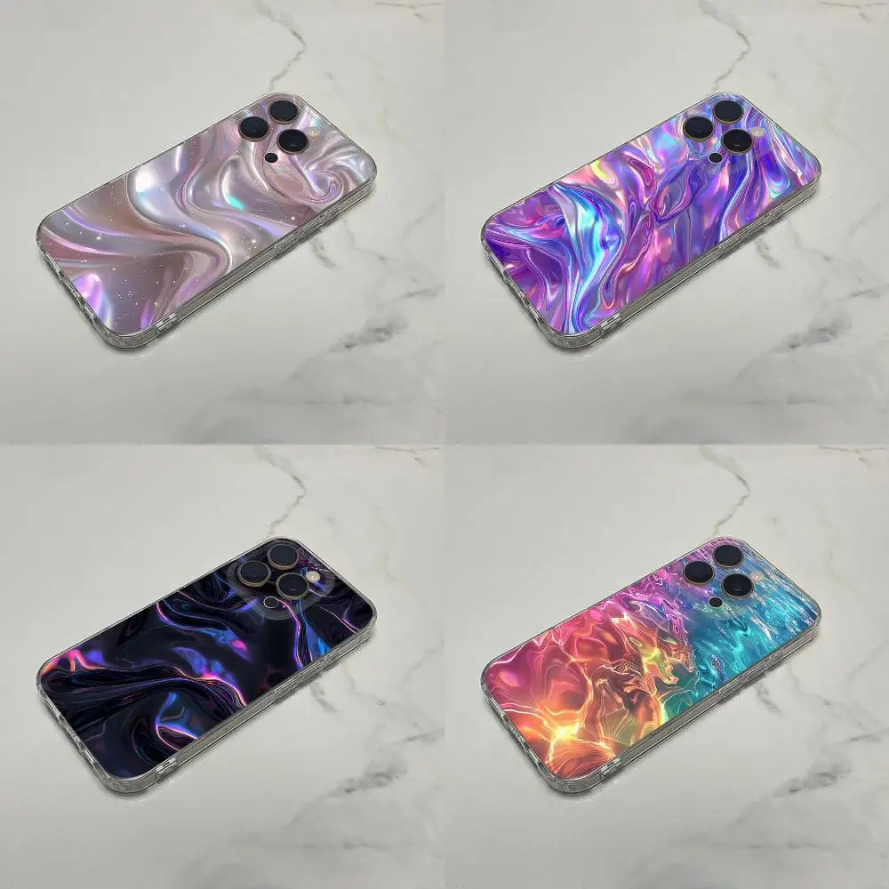 Funda de teléfono artística con textura líquida abstracta para iPhone 17,16,15,14,13,12,11,Plus,Pro,Max,Plus,E,Air,Mini transparente