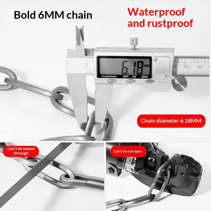 New-Bike Chain Lock Bicycle Heavy Duty Safety Lock 65CM Metal Anti-theft Mountain Bike Road Motorcycle Scooter Padlock With Key - view 5