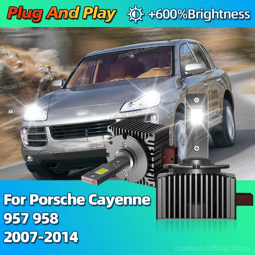 

2 шт. светодиодные фары HID D1S, лампы Canbus, автомобильный свет 30000LM, яркие для Porsche Cayenne 957 958 2007 2008 2009 2010 2011 12 13 2014
