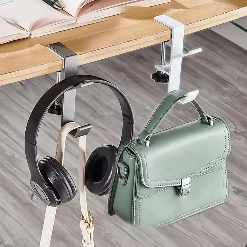 1Pc Adjustable Desk Edge Hook Gaming Headset Desk Hanger Backpack Storage Hanging Hook Holder Punch-Free Home Office Organizer