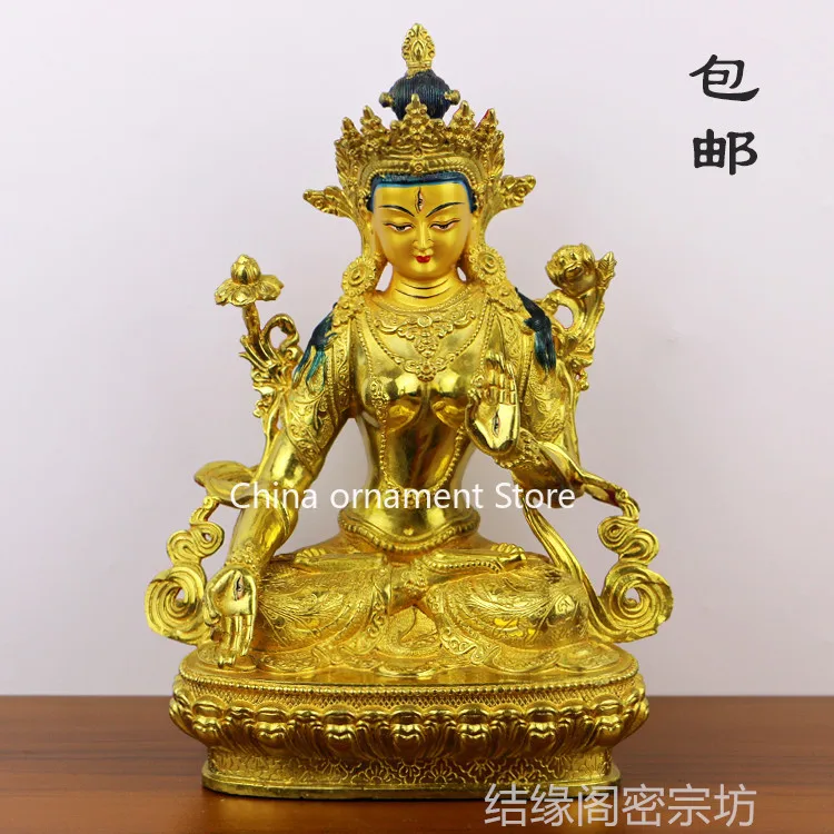 White mother Buddha statue Nepalese pure copper gilt White mother Tibetan tantra home worship Buddha statue ornament