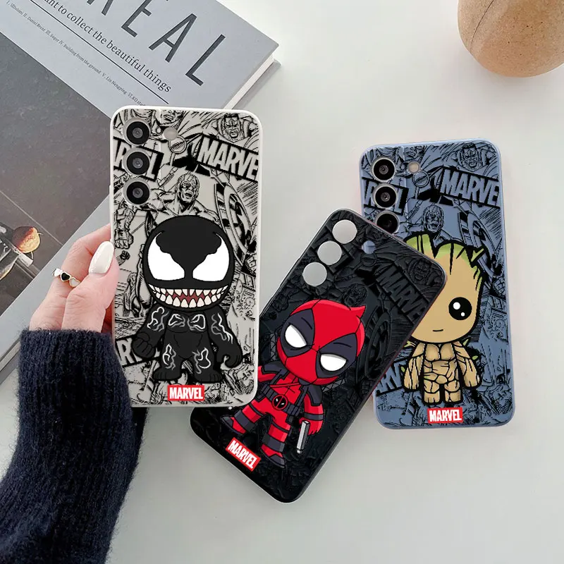 Cartoon Marvel Deadpool Venom Phone Case For Samsung Galaxy s24FE S25 Ultra S24 S23 S22 Plus S21 S20 FE S10 S25Ultra Funda Cover