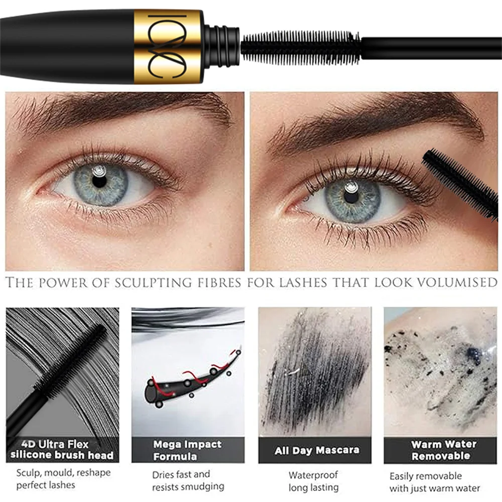 Icvc Mascara 4d Fiber Black Natural Volume Sneldrogende Langdurige Dikke Curling Verlenging Waterdichte Make-Up Mascara