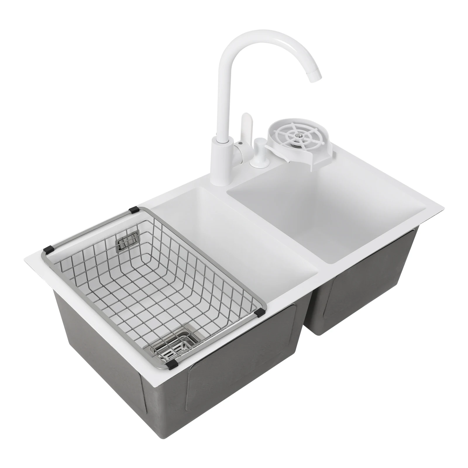 Double Bowl Sink 304 Stainless Steel in Homes, Restaurants, Laundry Rooms, Bars, Kitchens, Dessert Stores, etc