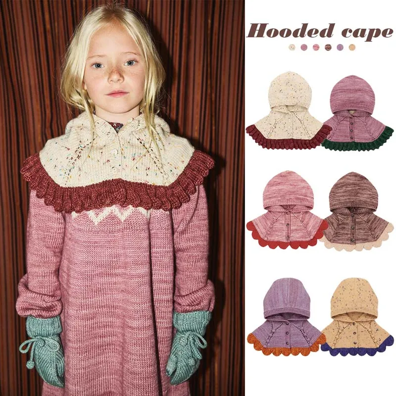 

В наличии 2026 MP детский свитер в стиле ретро для маленьких мальчиков и девочек, вязаная шаль с капюшоном ручной работы, аксессуары, детская вязаная шаль с капюшоном