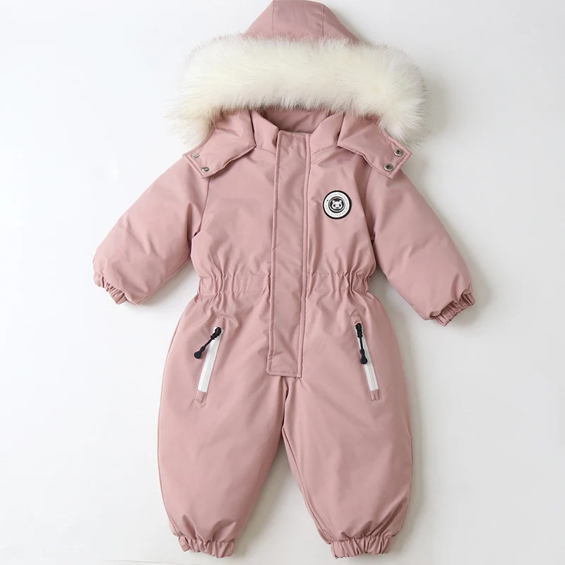 

Winter Kids Ski Suit Warm Waterproof Baby Jumpsuit Coat Thicken Boys Overalls Girls Outerwear Jacket Children's Clothing 1-5Yrs