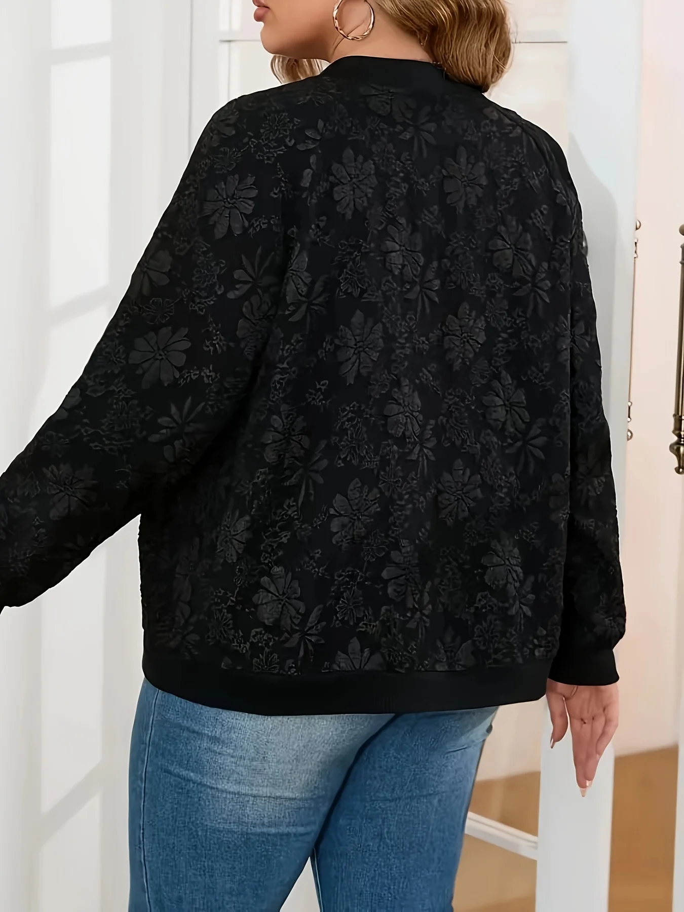 Chaqueta con cremallera universitaria de béisbol talla grande