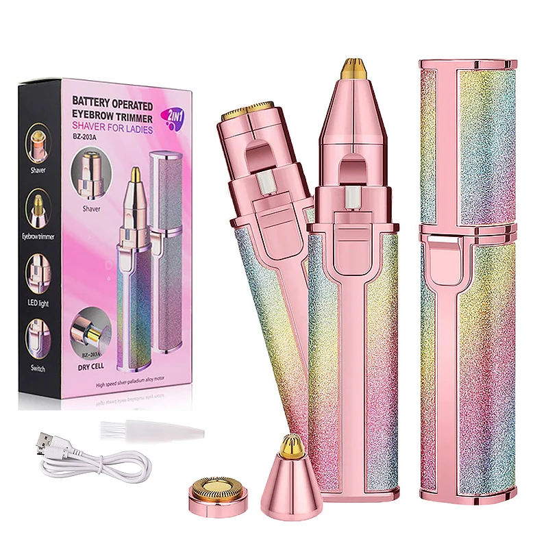 USB charging razor electric women's eyebrow trimmer lipstick modeling 2-in-1 eyebrow trimmer hair removal instrument