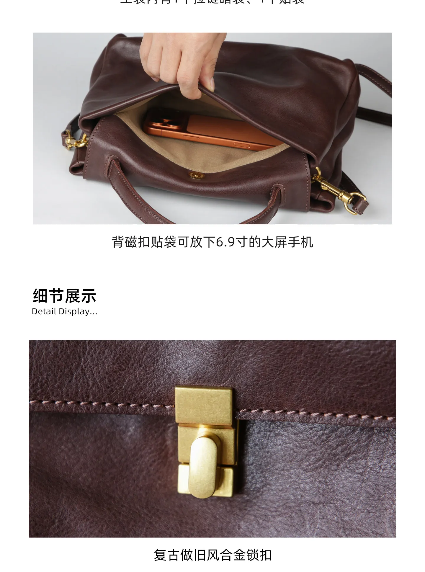 PNDME Fashion Organizers handgefertigte Damenhandtasche aus Rindsleder der ersten Schicht, Vintage-Reisetasche, Party-Luxus-Umhängetasche aus echtem Leder – Detail 3
