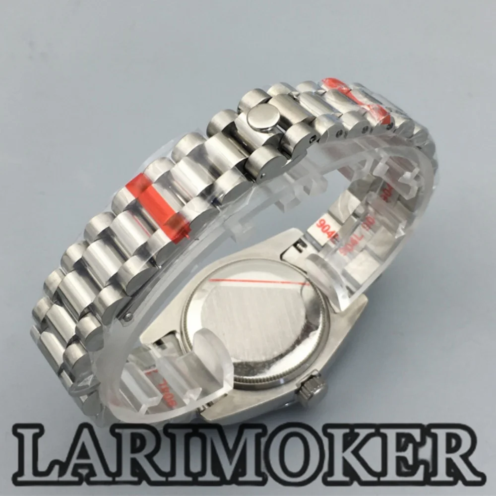 LARIMOKER 30.5 มม.เงินสุภาพสตรีนาฬิกาสีน้ําตาล Dial Masonry Index Sapphire Glass NH05 การเคลื่อนไหว