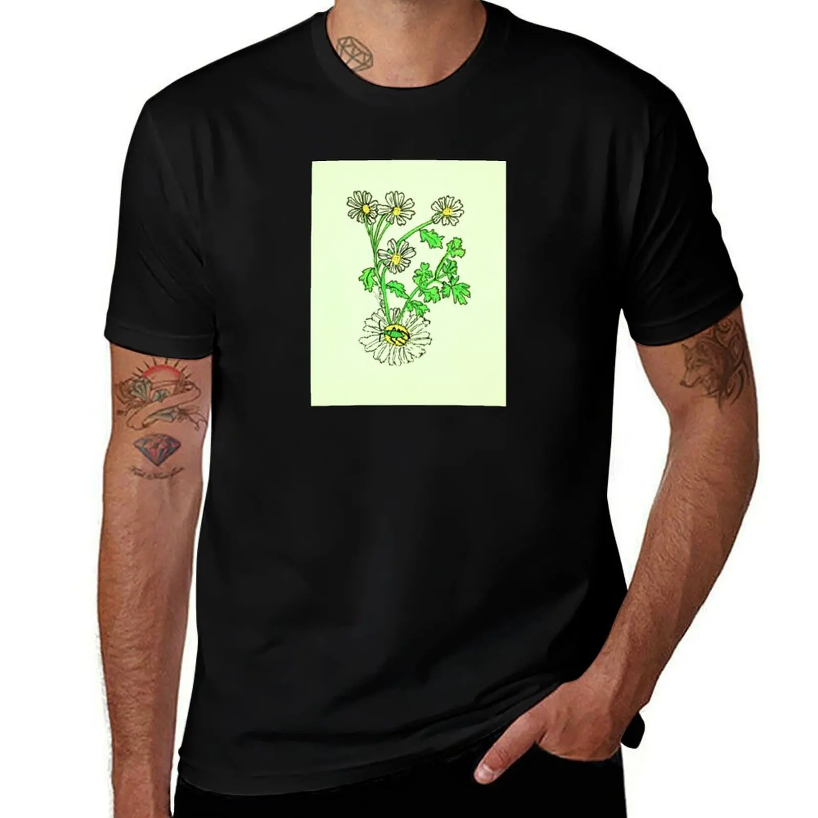 Green Capsid Bug on Chamomile T-Shirt Graphic Print Short Sleeve T-Shirt
