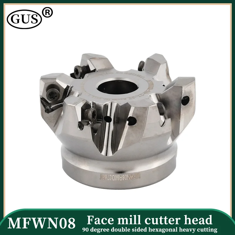 MFWN 90 degree chuck MFWN08 double sided hexagonal heavy cutting Face mill cutter head for WNMU 0806 insert milling cutter disk