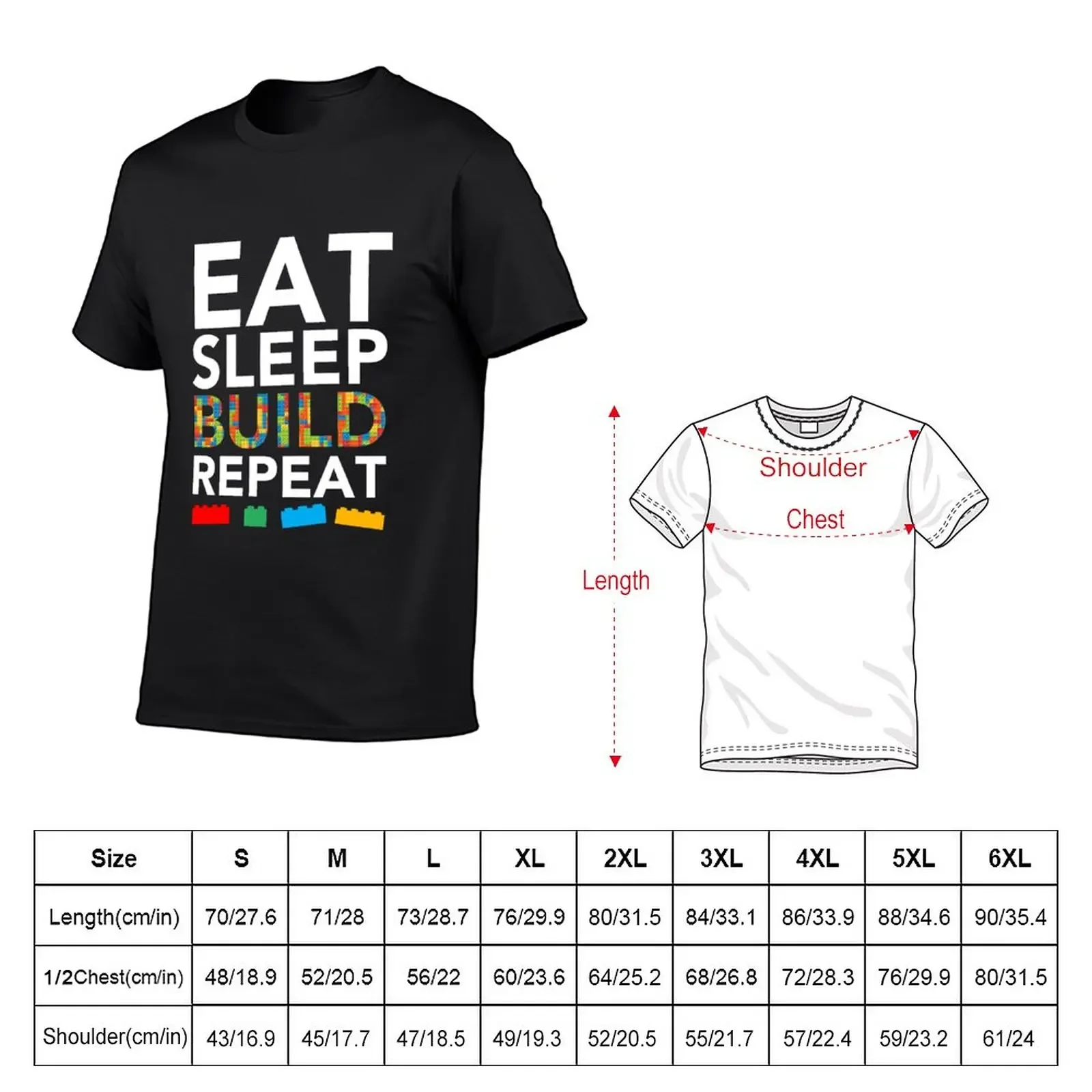 Eat Sleep Build Repeat Building Blocks Bricks Master Builder T-Shirt plus sizes sublime sports fans black t-shirts for men